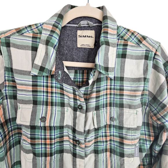 Simms Womens Flannel Shirt Plaid Size M Gorpcore Outdoor Weekend Vibes Fishing - Picture 2 of 8